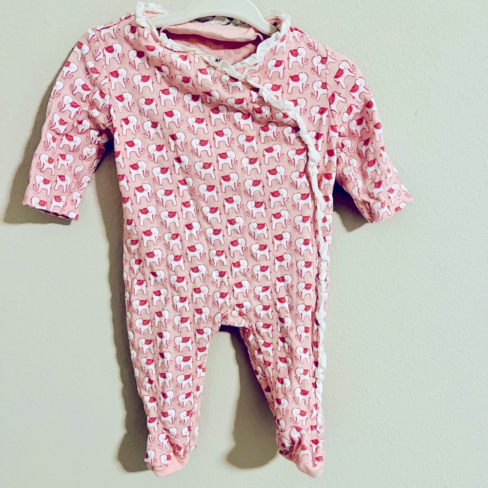 Janie and jack Elephant print footed one piece pajamas sleeper footies